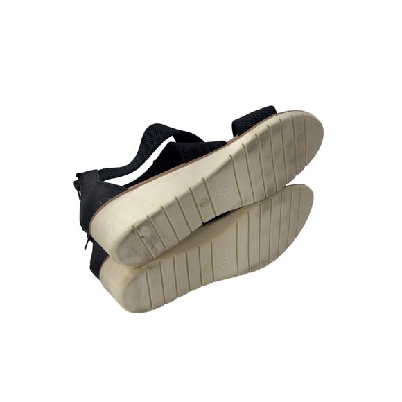 MIA Black Elastic Cross Strappy Wedge Sandals Back Zipper Closure Women Size 9 - Picture 6 of 14